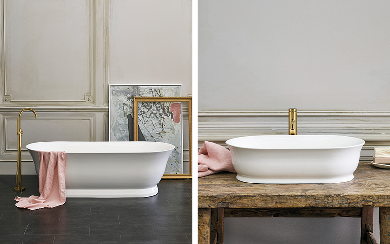 Spa Inspired Bathroom | Enhance your traditional bathroom with Florenza bath and matching basin for an elegant spa like bathroom design