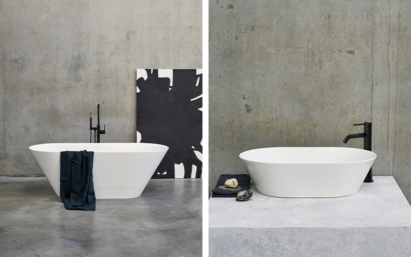 Spa Inspired Bathroom | For a stylish and modern spa like bathroom design, introduce the Sontuoso bath and coordinating countertop basin